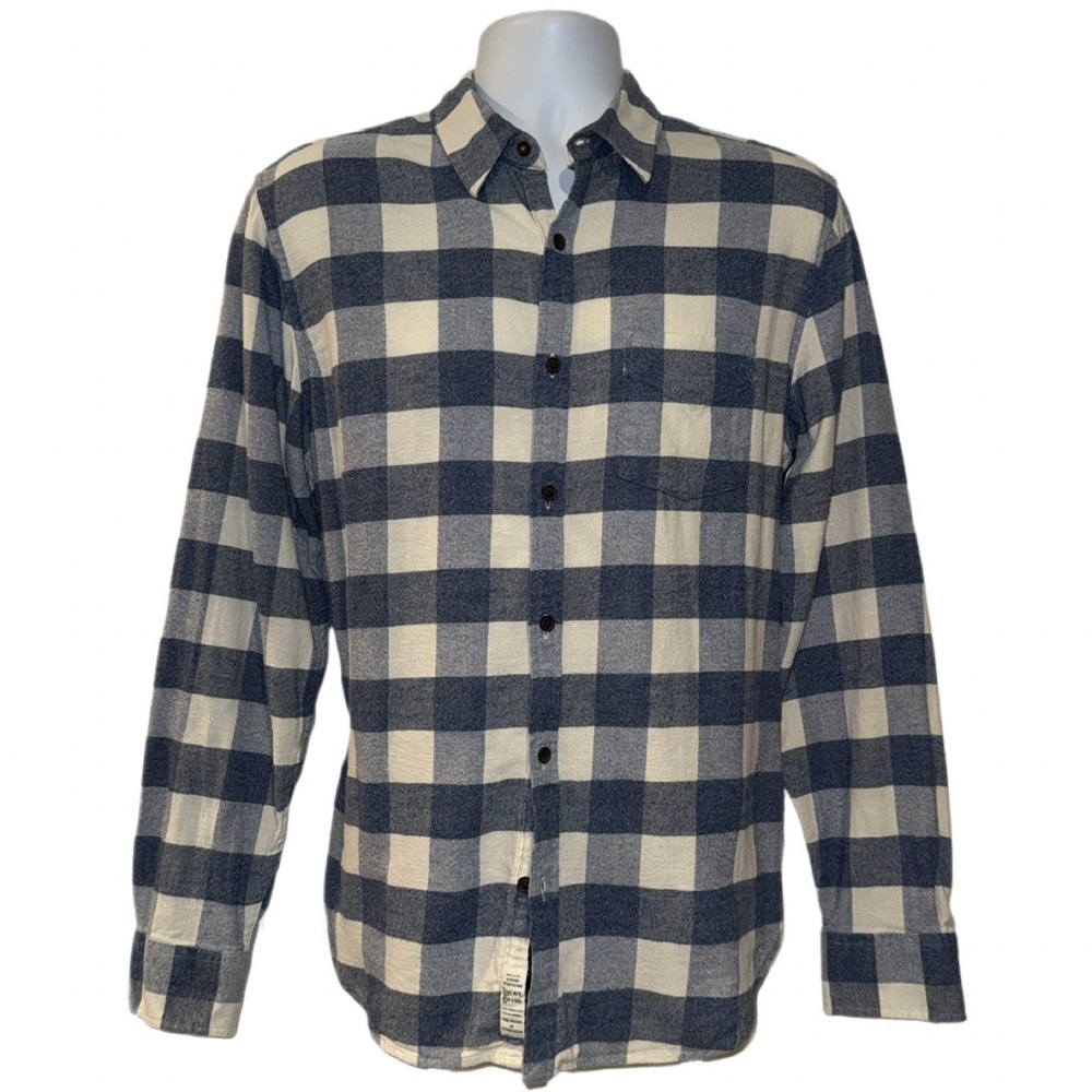 Lucky Brand Plaid Button-Up Shirt Men’s Medium Blue White Saturday Stretch